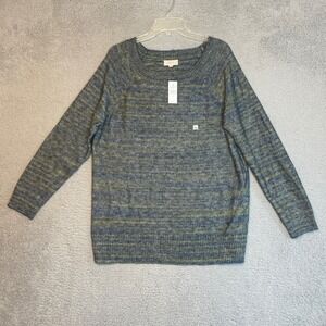 LOFT Outlet Sweater Womens XL Blue Yellow Raglan Long Sleeve Knit NWT